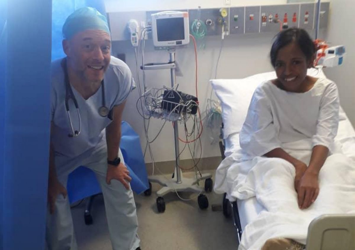 Post surgery Anina and Dr Simon Eggleton